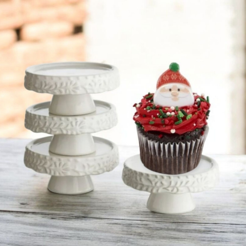White Cupcake Pedestal Plates Set